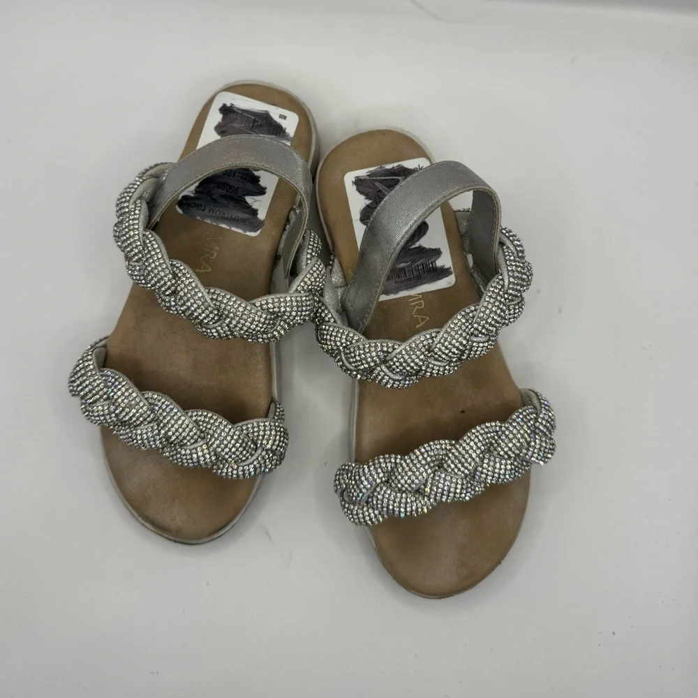 Yosi Samra Miss Bradie Glam‎ Sandal Kids 12c Silver Sparkle